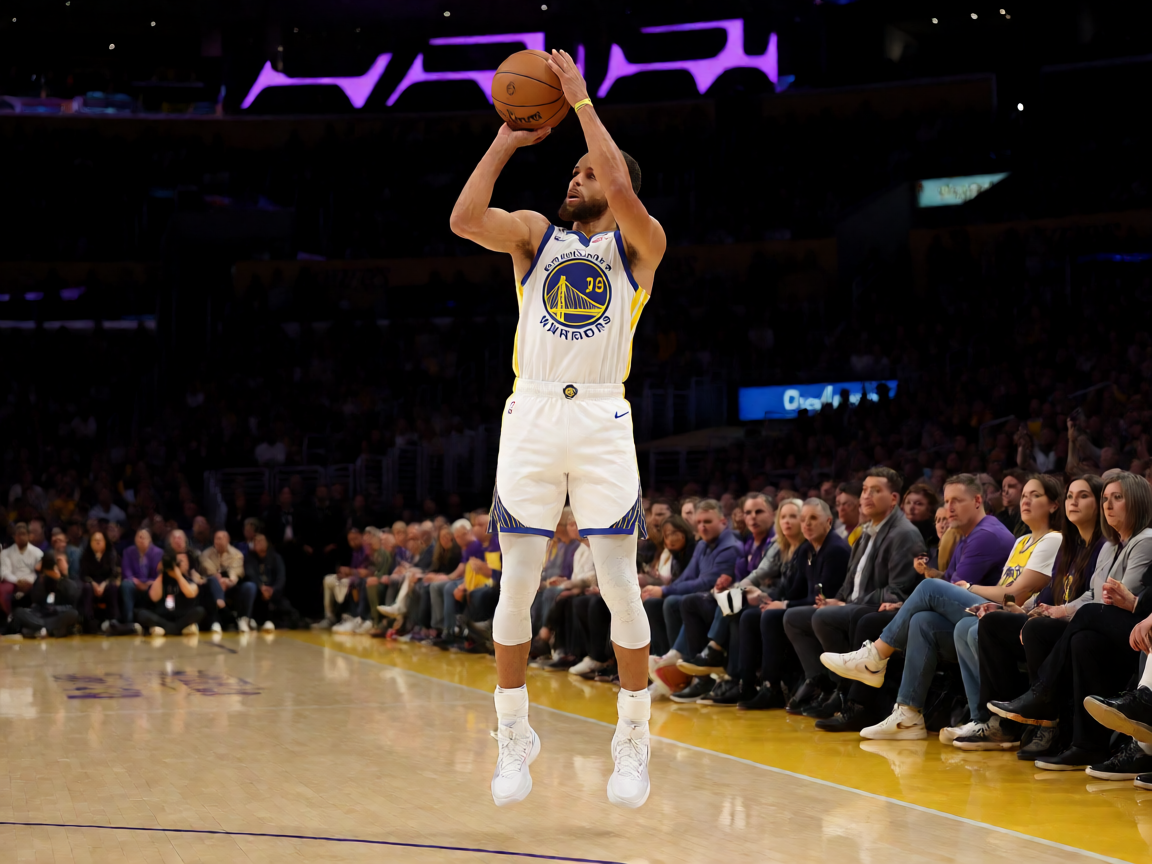 NBA常规赛激烈对抗，球员跳投瞬间